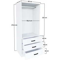 Guardaroba 2 Ante > Dmora Guardaroba 2 Ante Appendiabiti 5 Ripiani 180x190h cm, Apertura Scorrevole - Cuvio Bianco