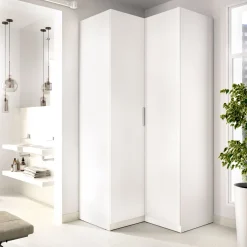 Guardaroba 2 Ante Bianco Appendiabiti 95x204h cm, 4 Ripiani - Luber