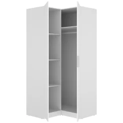 Guardaroba 2 Ante Bianco Appendiabiti 95x204h cm, 4 Ripiani - Luber
