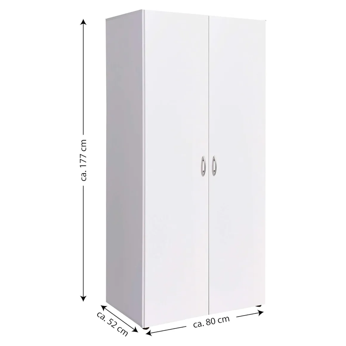 Guardaroba 2 Ante Bianco Appendiabiti un Ripiano 80x177h cm, 2 Ante - Istrana