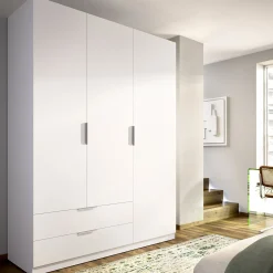 Guardaroba 3 Ante > Dmora Guardaroba 3 Ante Appendiabiti 2 Cassetti 51x137 cm, 3 Ripiani - Mayos Bianco