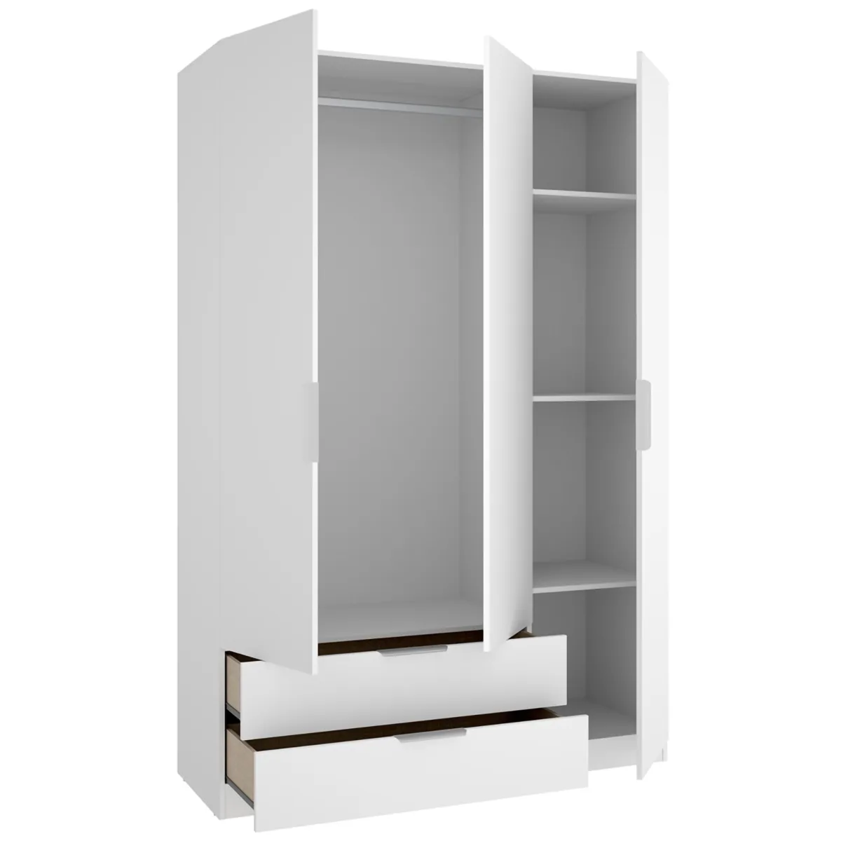 Guardaroba 3 Ante > Dmora Guardaroba 3 Ante Appendiabiti 2 Cassetti 51x137 cm, 3 Ripiani - Mayos Bianco