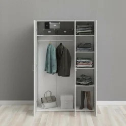 Guardaroba 3 Ante > Dmora Guardaroba 3 Ante Appendiabiti 5 Ripiani 135x52 cm, 3 Ante - Gerrei Bianco