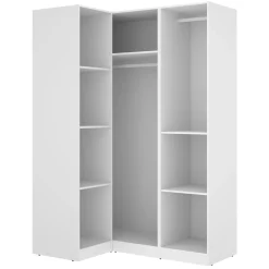 Guardaroba 3 Ante Bianco Appendiabiti Cassetti 95x142 cm, 6 Ripiani - Reeves