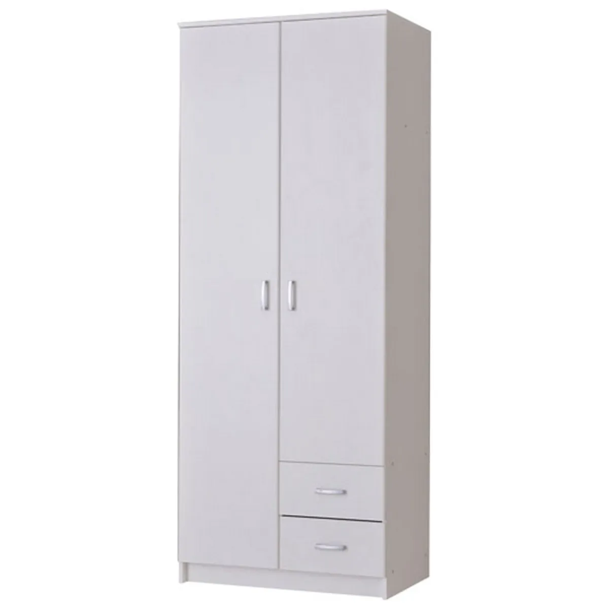 Guardaroba 2 Ante > Dmora Guardaroba 2 Ante Bianco Bianco Appendiabiti 2 Cassetti 80x205h cm, 4 Ripiani - Cimena Bianco, Bianco