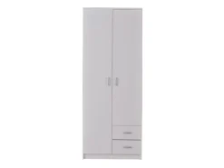Guardaroba 2 Ante > Dmora Guardaroba 2 Ante Bianco Bianco Appendiabiti 2 Cassetti 80x205h cm, 4 Ripiani - Cimena Bianco, Bianco