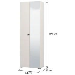 Guardaroba 2 Ante > Dmora Guardaroba 2 Ante Bianco Bianco Appendiabiti 4 Ripiani 58x195h cm, 5 Vani - Lomazzo Bianco, Bianco