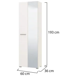 Guardaroba 2 Ante Bianco Bianco Appendiabiti 4 Ripiani 60x192.5h cm, 5 Vani - Griante