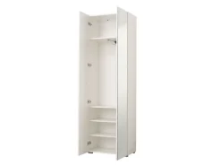 Guardaroba 2 Ante Bianco Bianco Appendiabiti 4 Ripiani 60x192.5h cm, 5 Vani - Griante