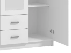 Guardaroba 3 Ante > Dmora Guardaroba 3 Ante Bianco Bianco 4 Ripiani 2 Cassetti 120x52 cm, Appendiabiti - Crati Bianco, Bianco