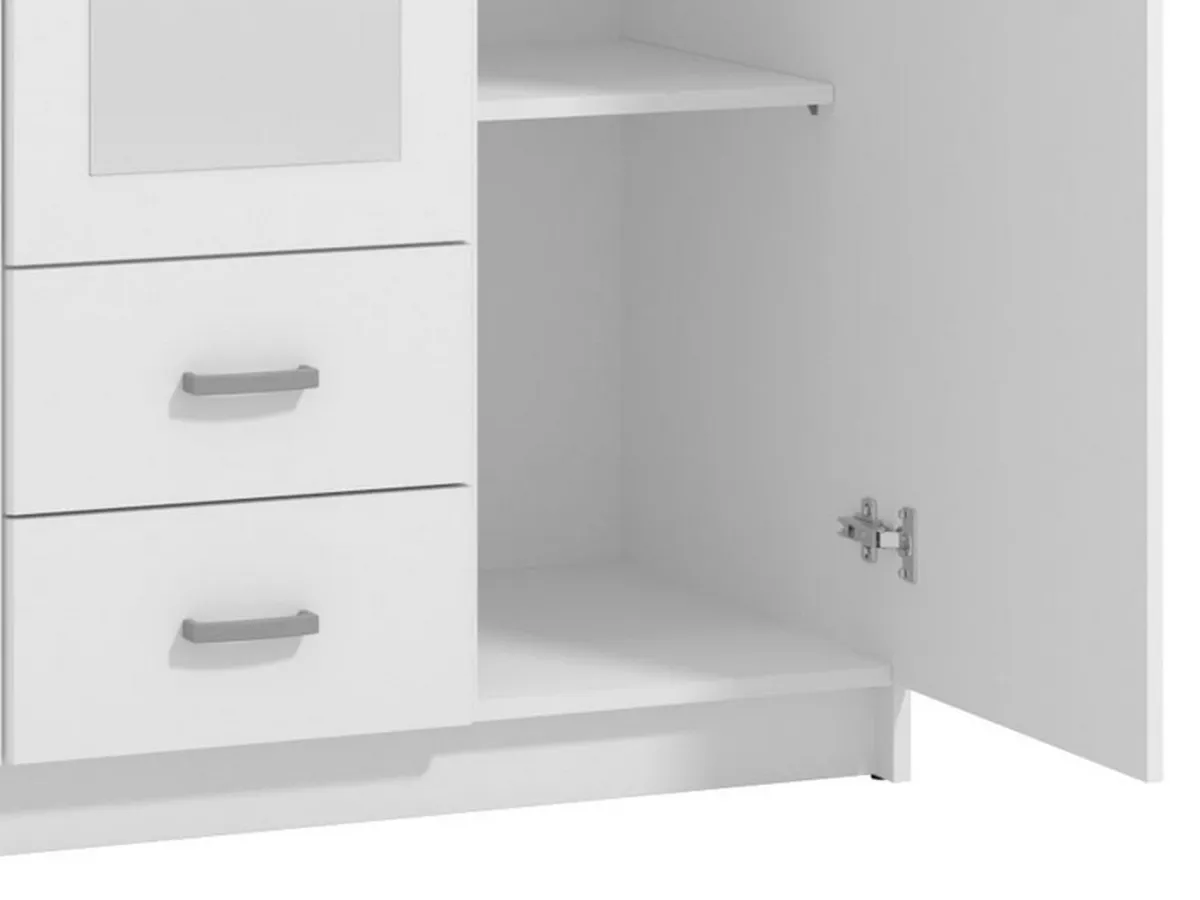 Guardaroba 3 Ante > Dmora Guardaroba 3 Ante Bianco Bianco 4 Ripiani 2 Cassetti 120x52 cm, Appendiabiti - Crati Bianco, Bianco
