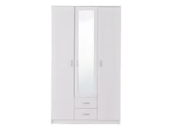 Guardaroba 3 Ante > Dmora Guardaroba 3 Ante Bianco Bianco 4 Ripiani 2 Cassetti 120x52 cm, Appendiabiti - Crati Bianco, Bianco