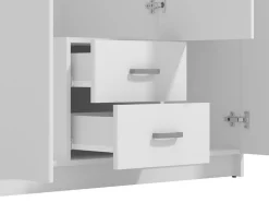 Guardaroba 3 Ante > Dmora Guardaroba 3 Ante Bianco Bianco 4 Ripiani 2 Cassetti 120x52 cm, Appendiabiti - Crati Bianco, Bianco