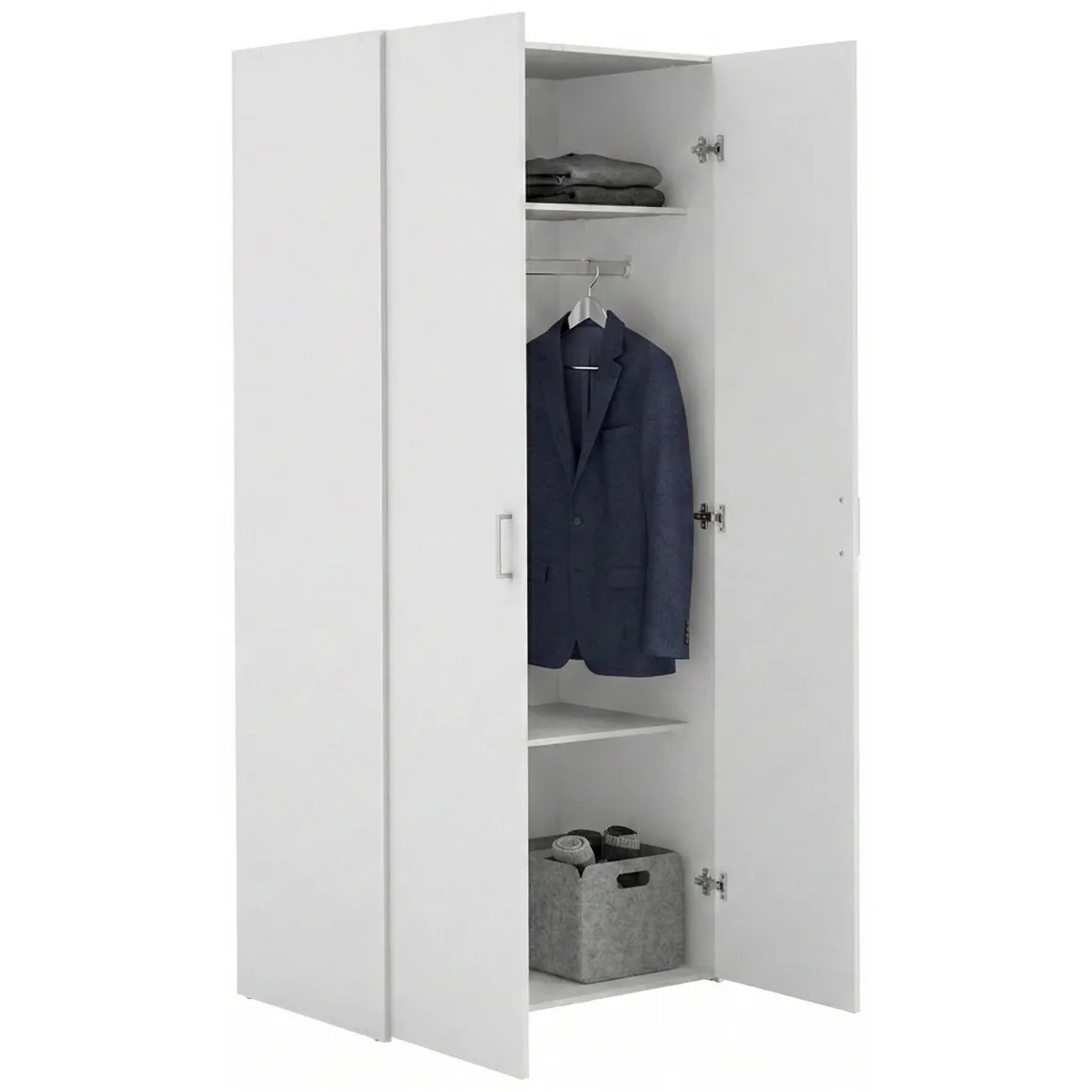 Guardaroba 2 ante bianco camera da letto 77x175h cm - Alibabba