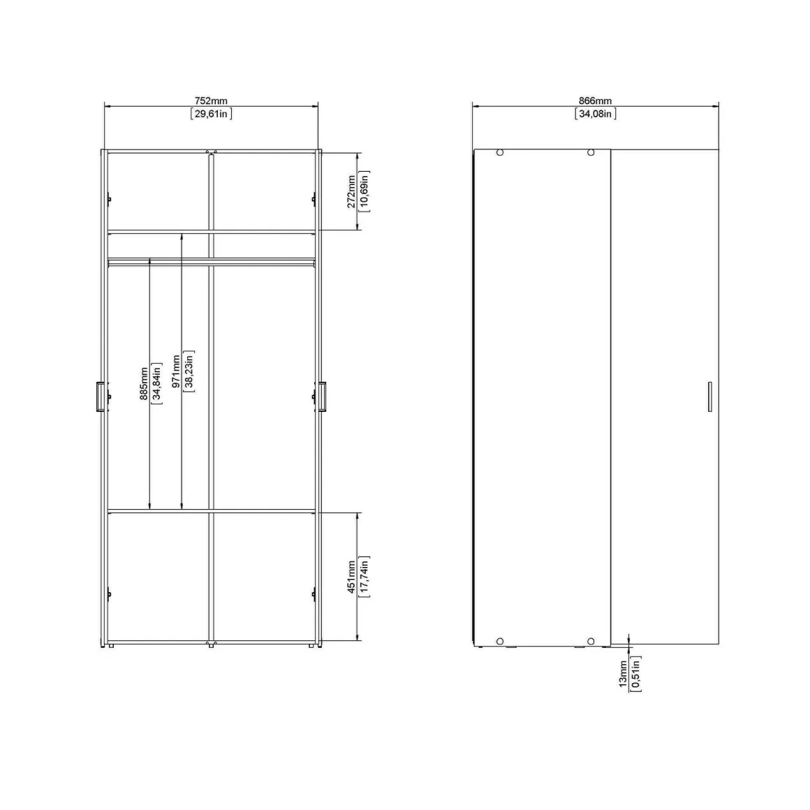 Guardaroba 2 ante bianco camera da letto 77x175h cm - Alibabba