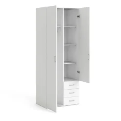 Guardaroba 2 Ante|Lavanderia > Dmora Guardaroba 2 ante con appendiabiti 77x200h cm - Apollina Bianco