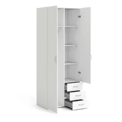 Guardaroba 2 Ante|Lavanderia > Dmora Guardaroba 2 ante con appendiabiti 77x200h cm - Apollina Bianco