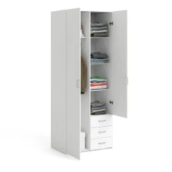 Guardaroba 2 Ante|Lavanderia > Dmora Guardaroba 2 ante con appendiabiti 77x200h cm - Apollina Bianco