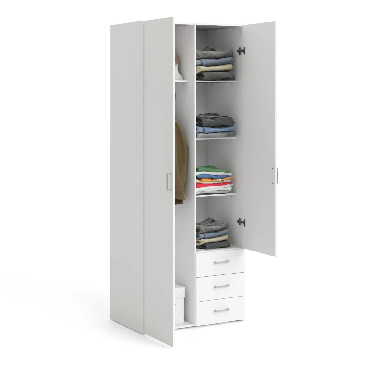 Guardaroba 2 Ante|Lavanderia > Dmora Guardaroba 2 ante con appendiabiti 77x200h cm - Apollina Bianco