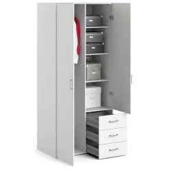 Guardaroba 2 ante bianco con cassetti 77x175h cm - Arci