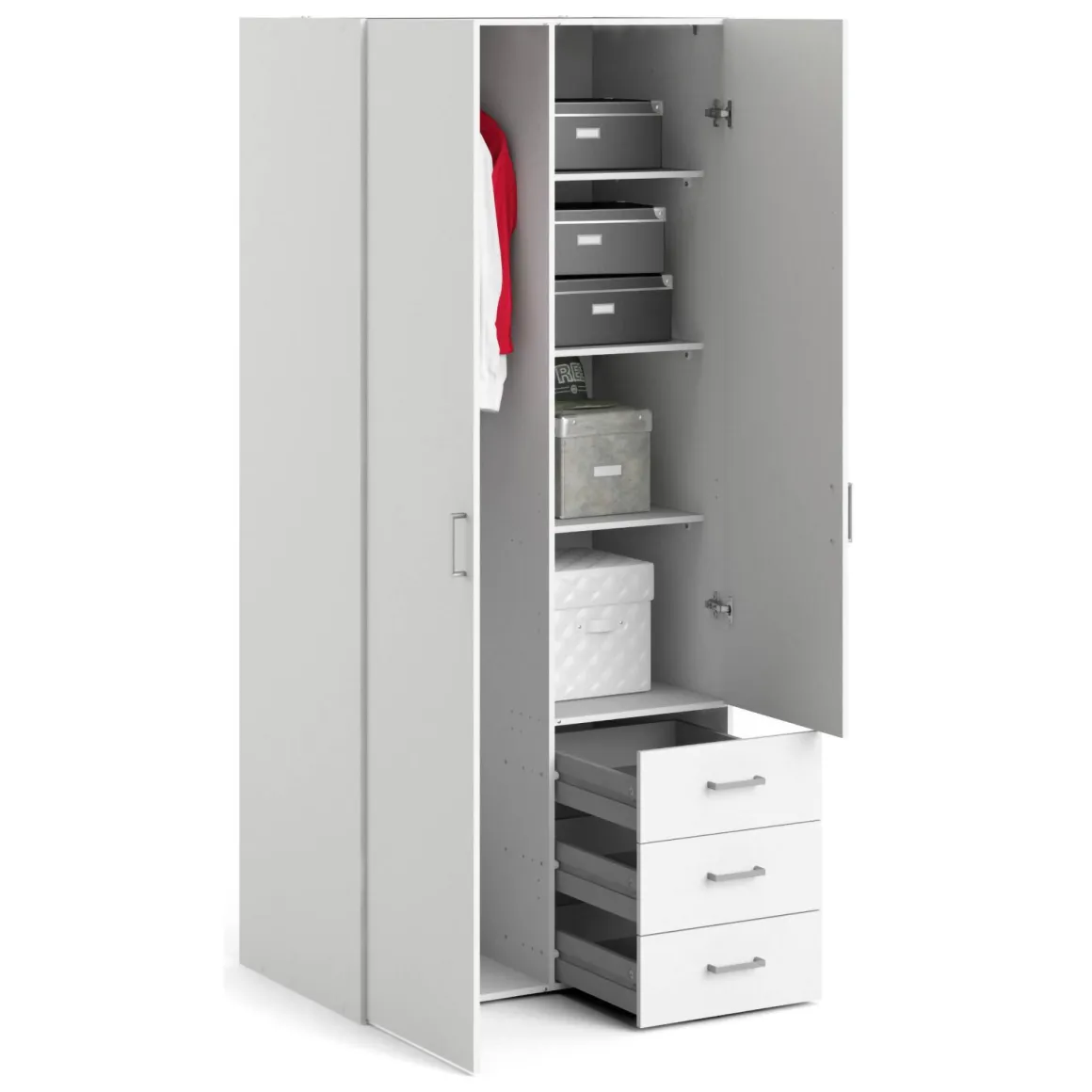 Guardaroba 2 ante bianco con cassetti 77x175h cm - Arci