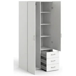 Guardaroba 2 ante bianco con cassetti 77x175h cm - Arci