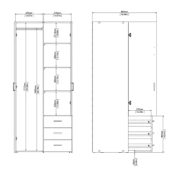 Guardaroba 2 ante bianco con cassetti 77x175h cm - Arci
