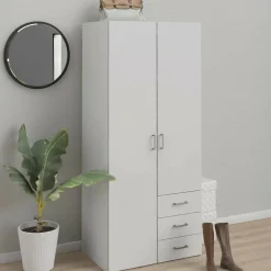 Guardaroba 2 ante bianco con cassetti 77x175h cm - Arci