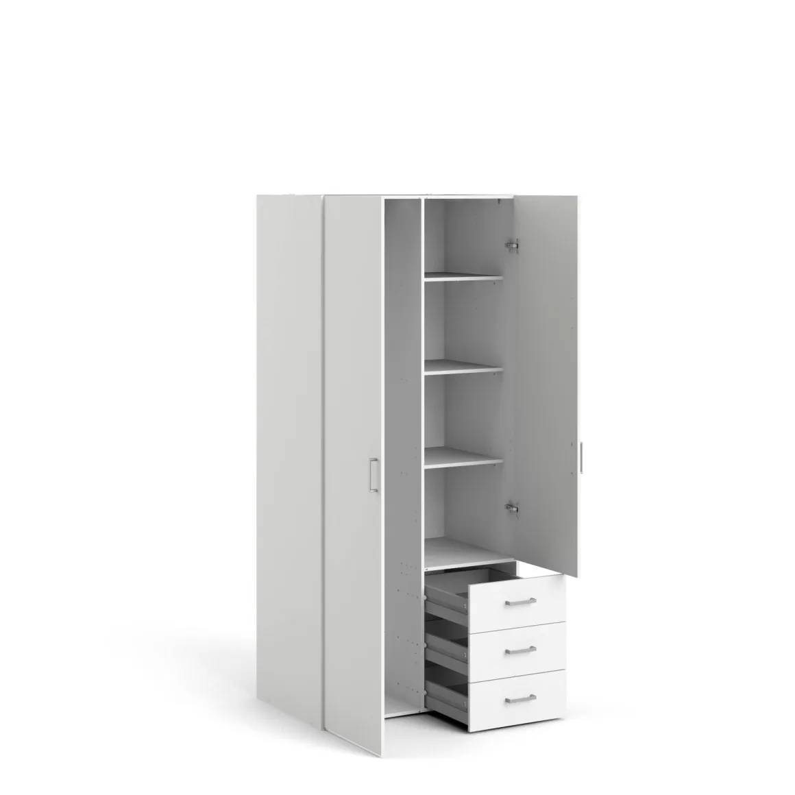 Guardaroba 2 ante bianco con cassetti 77x175h cm - Arci