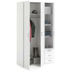 Guardaroba 3 ante bianco con cassetti 115x200h cm - Aquilone