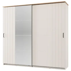 Guardaroba 2 Ante > Dmora Guardaroba 2 Ante Bianco Crema Nero 4 Ripiani Appendiabiti 205x216h cm, 2 Cassetti - Copala Nero, Bianco Crema