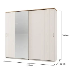 Guardaroba 2 Ante > Dmora Guardaroba 2 Ante Bianco Crema Nero 4 Ripiani Appendiabiti 205x216h cm, 2 Cassetti - Copala Nero, Bianco Crema