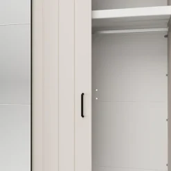 Guardaroba 2 Ante > Dmora Guardaroba 2 Ante Bianco Crema Nero 4 Ripiani Appendiabiti 205x216h cm, 2 Cassetti - Copala Nero, Bianco Crema