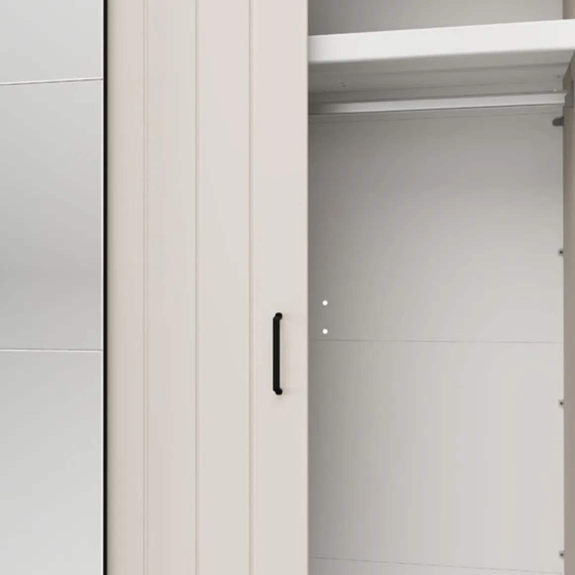 Guardaroba 2 Ante > Dmora Guardaroba 2 Ante Bianco Crema Nero 4 Ripiani Appendiabiti 205x216h cm, 2 Cassetti - Copala Nero, Bianco Crema