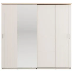 Guardaroba 2 Ante > Dmora Guardaroba 2 Ante Bianco Crema Nero 4 Ripiani Appendiabiti 205x216h cm, 2 Cassetti - Copala Nero, Bianco Crema