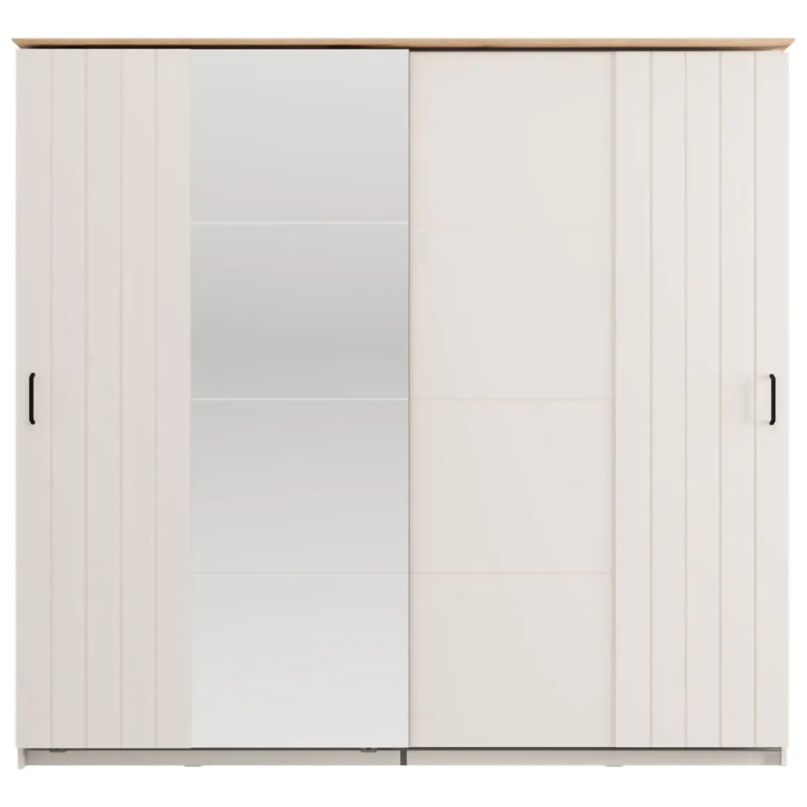 Guardaroba 2 Ante > Dmora Guardaroba 2 Ante Bianco Crema Nero 4 Ripiani Appendiabiti 205x216h cm, 2 Cassetti - Copala Nero, Bianco Crema