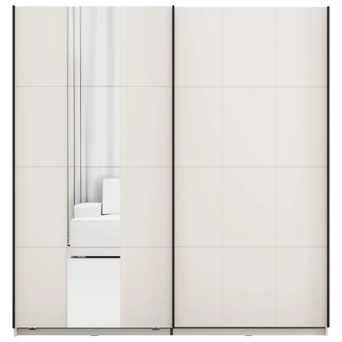Guardaroba 2 Ante Bianco Crema Nero Appendiabiti 2 Ripiani 195x205h cm, 2 Ante - Asilah