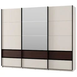 Guardaroba 3 Ante > Dmora Guardaroba 3 Ante Bianco Crema Marrone Rovere 4 Ripiani Appendiabiti 117x54 cm, Apertura Battente - Bhakta Marrone Rovere, Bianco Crema
