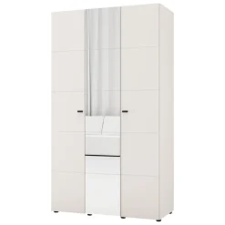 Guardaroba 3 Ante Bianco Crema Nero Appendiabiti 4 Ripiani 117x52 cm, 3 Ante - Ouarza