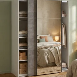 Guardaroba 2 ante bianco e grigio 150x200h cm - Seraphine