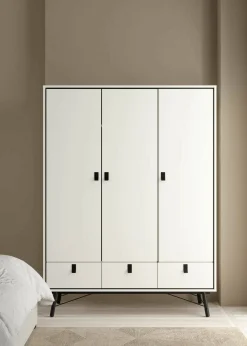 Guardaroba 3 Ante > Dmora Guardaroba 3 ante bianco e nero 150x200h cm - Virgil Nero, Bianco