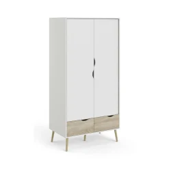 Guardaroba 2 Ante > Dmora Guardaroba 2 ante bianco e quercia 98x200h cm - Archilllo Marrone, Bianco Quercia