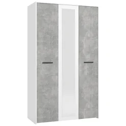 Guardaroba 3 Ante > Dmora Guardaroba 3 Ante Bianco Grigio Cemento Appendiabiti 5 Ripiani 119x53 cm, 3 Ante - Lavagno Grigio, Bianco Cemento