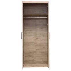 Guardaroba 2 Ante Bianco Larice Marrone Rovere Appendiabiti Cassetti 80x202h cm, un Ripiano - Egna