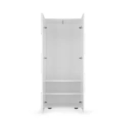 Guardaroba 2 Ante > Dmora Guardaroba 2 Ante 2 Ripiani Appendiabiti 78x186.5h cm, Apertura Standard - Comerio Bianco Lucido