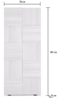 Guardaroba 2 Ante > Dmora Guardaroba 2 Ante 2 Ripiani Appendiabiti 78x186.5h cm, Apertura Standard - Comerio Bianco Lucido