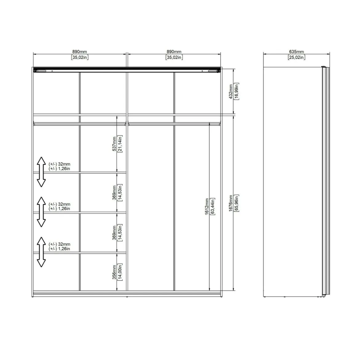 Guardaroba 2 Ante > Dmora Guardaroba 2 ante 242x220h cm - Kauri Bianco Lucido