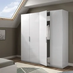 Altri Guardaroba|Camera Da Letto > Dmora Guardaroba 4 ante 180x200h cm - Aram Bianco Lucido