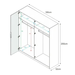 Altri Guardaroba|Camera Da Letto > Dmora Guardaroba 4 ante 180x200h cm - Aram Bianco Lucido
