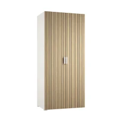 Guardaroba 2 Ante > Dmora Guardaroba 2 Ante Bianco Marrone Rovere 6 Ripiani Appendiabiti 60x183h cm, Apertura Battente - Modenese Marrone, Bianco Rovere